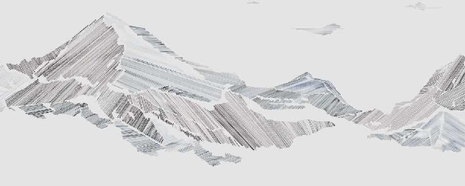 Papier peint restaurant montagne graphique style