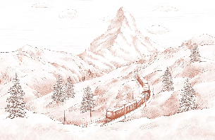 Papier peint panoramique Mont Cervin terracotta