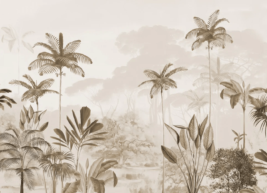 Papier peint panoramique jungle eden sépia