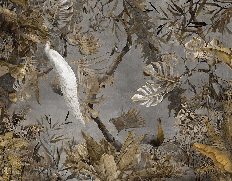 Papier peint panoramique paon blanc impérial - Muralconcept