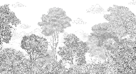 Papier peint panoramique Forêts et Monts Crayonnés