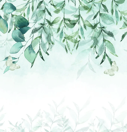 Papier peint tête de lit végétale eucalyptus - Muralconcept