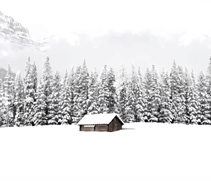 Papier peint panoramique chalet en montagne