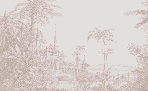 Papier peint jungle temple monochrome