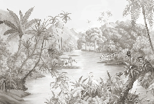 Papier peint panoramique jungle pittoresque