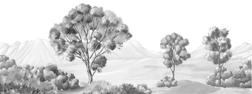 Papier peint paysage poétique noir et blanc