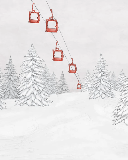 Carta da parati montagna cabinovia rossa