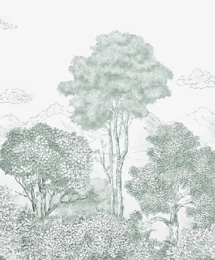 Papier peint panoramique Forêts et Monts vert