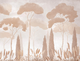 Papier peint sépia cyprès pins