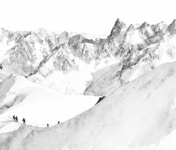 Papier peint alpinisme la cordée - Vallée blanche - Muralconcept