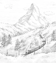 Papier peint panoramique Mont Cervin noir et blanc, XXL, tendance