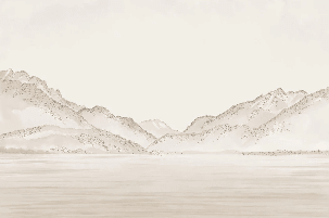 Papier peint lac Annecy sépia - Relief Pointillé - Muralconcept