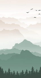 Papier peint montagne dans brume terracotta