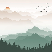 Papier peint montagne dans brume terracotta