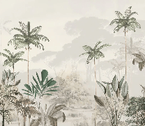 Papier peint panoramique jungle eden vert