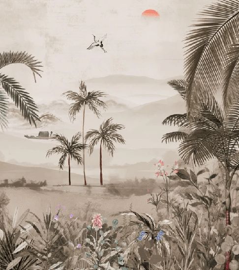 Papier peint l'art de la jungle peint, XXL, tendance