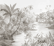 Papier peint panoramique jungle pittoresque, XXL, tendance