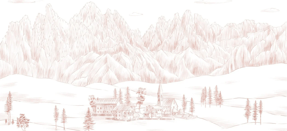 Papier peint paysage italien Dolomites terracotta