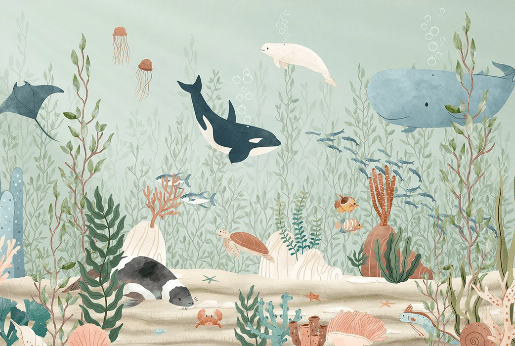 Carta da parati per bambini mondo marino