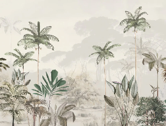 Papier peint panoramique jungle eden vert