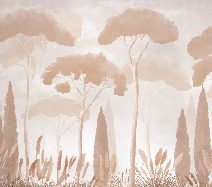 Papier peint sépia cyprès pins