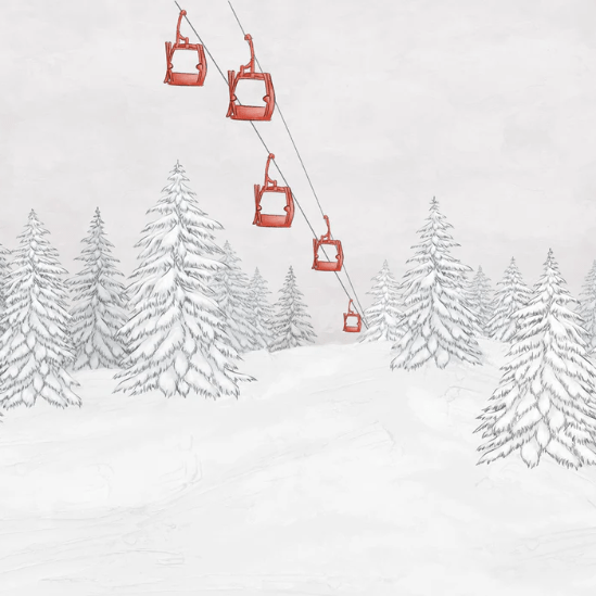 Carta da parati montagna cabinovia rossa