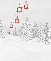 Papier peint montagne télécabine rouge