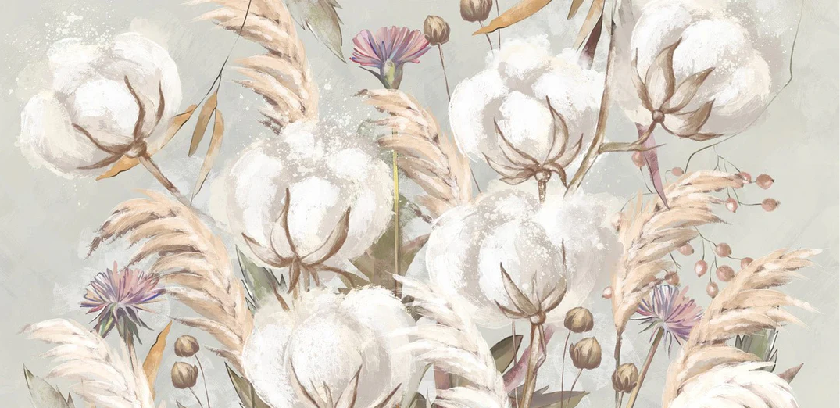 Papier peint panoramique fleur coton