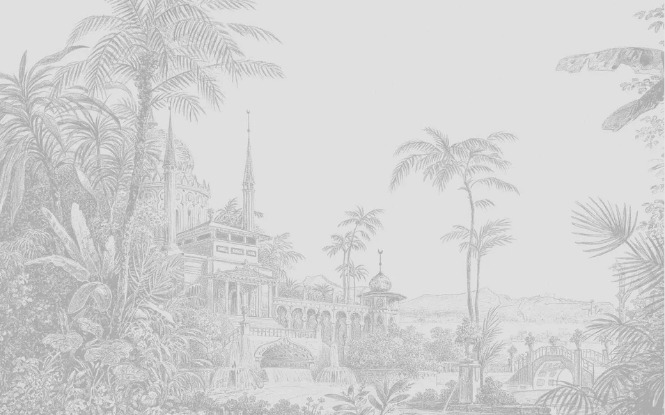 Papier peint jungle temple monochrome - Muralconcept