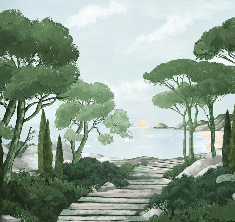 Tapete „Spaziergang in den grünen Calanques“