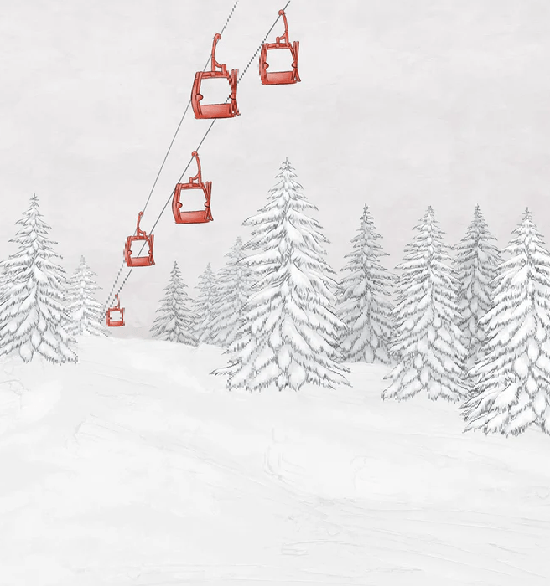 Carta da parati montagna cabinovia rossa