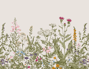Carta da parati romantica con fiori botanici