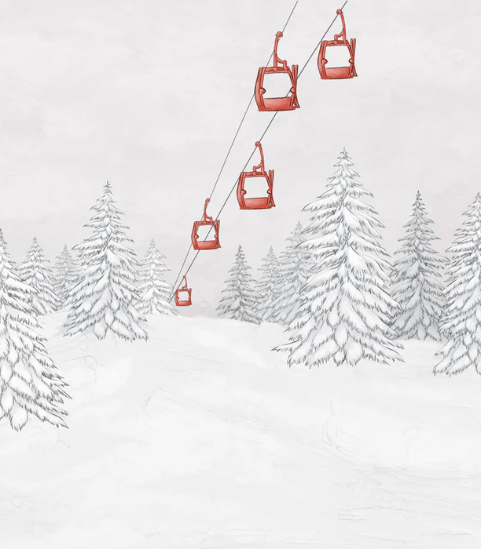 Carta da parati montagna cabinovia rossa