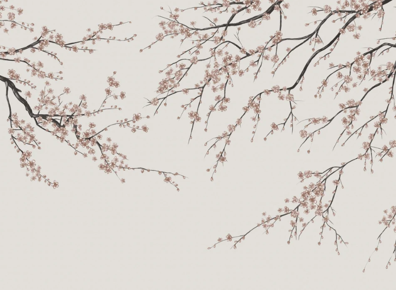 Panorama-Tapete Sakura beige