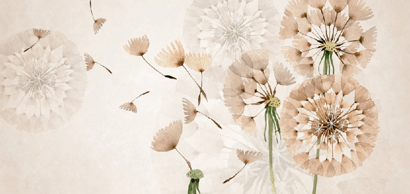 Tapete mit Löwenzahnblumen