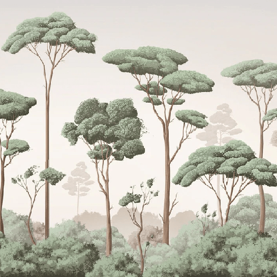 Papier peint brise légère pinède