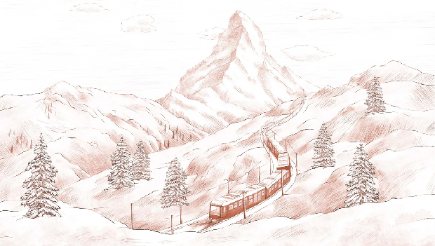 Papier peint panoramique Mont Cervin terracotta - Muralconcept