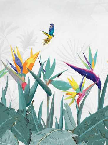 Papier peint salle de bain exotique balata