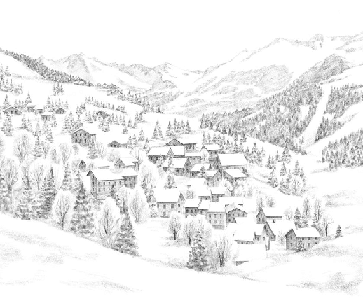 Papier peint montagne Méribel - Muralconcept