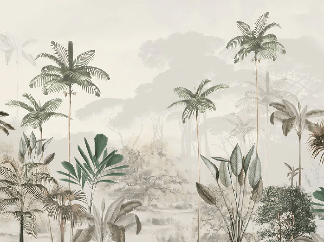 Papier peint panoramique jungle eden vert