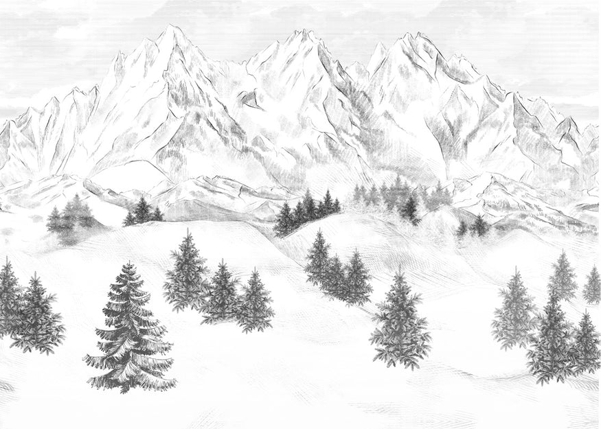 Carta da parati con le cime delle montagne di Chamonix