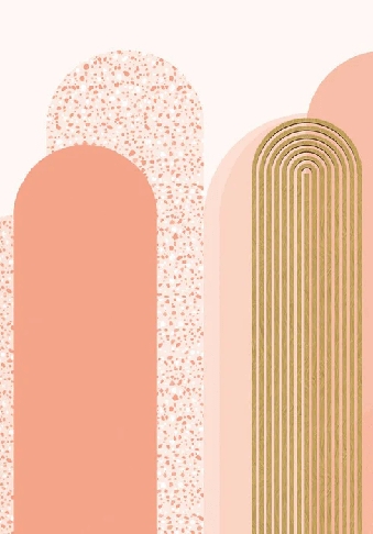Papier peint Art déco graphique tendance rosé, XXL, tendance