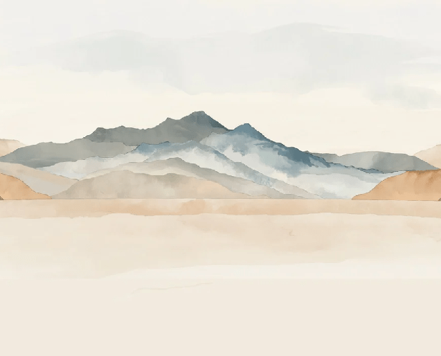Papier peint panoramique montagne aquarelle pastel – Décor mural paysage apaisant - Muralconcept