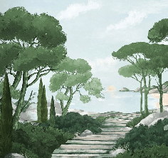 Tapete „Spaziergang in den grünen Calanques“