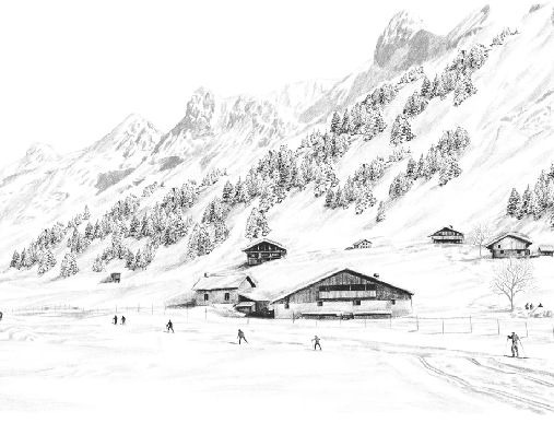 Papier peint Clusaz ski fond montagne Confins, XXL, tendance