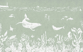 Papier peint balade aquatique vert, XXL, tendance