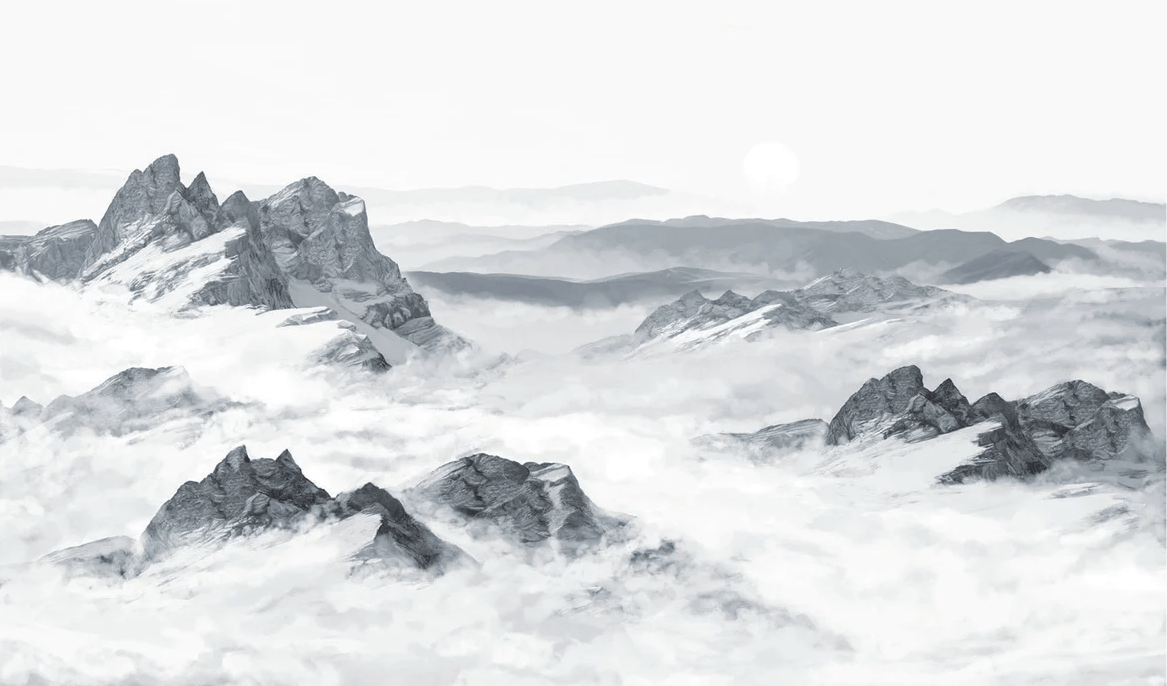 Papier peint panoramique montagne bleu