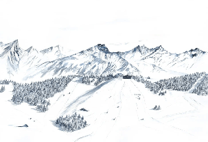 Tapete „Megève“ – Handgemalte künstlerische Wandtapete - Muralconcept