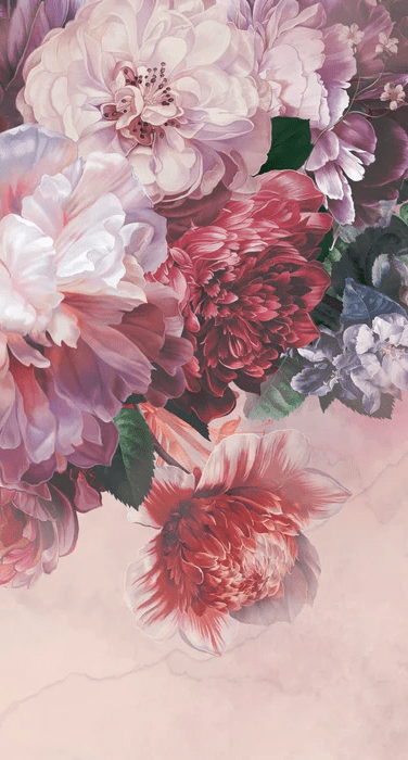 Panoramic peony pink wallpaper - Muralconcept