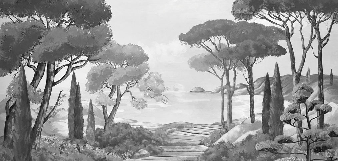 Carta da parati passeggiata nelle calanques in bianco e nero